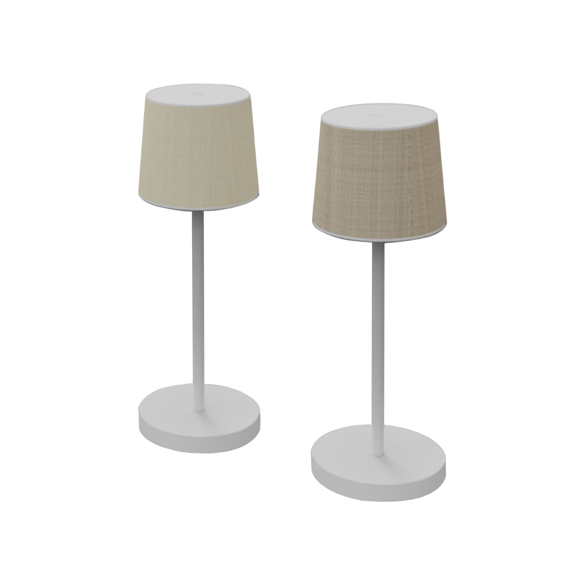 Lámpara de mesa recargable para interior/exterior con pantalla de tela